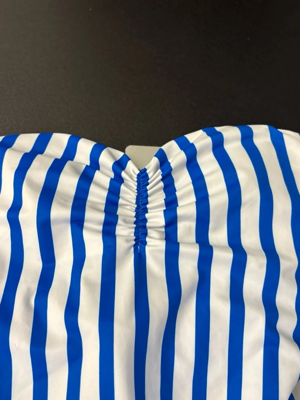 SHEIN Blue & White Striped Strapless Kids One-Piece Swimsuit
